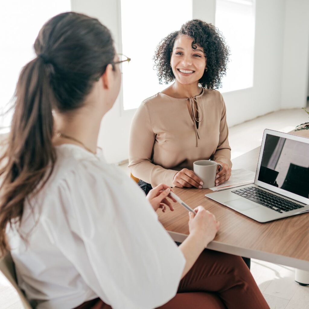 Woman in an interview