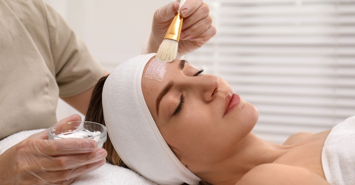 woman getting facial peel