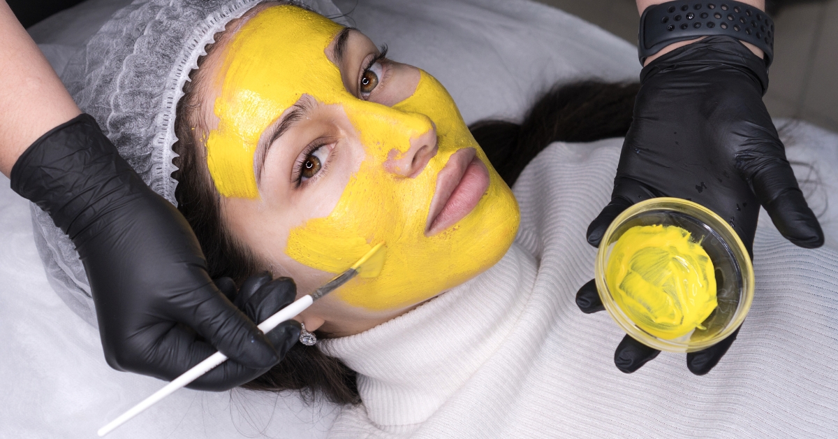 woman getting yellow facial peel