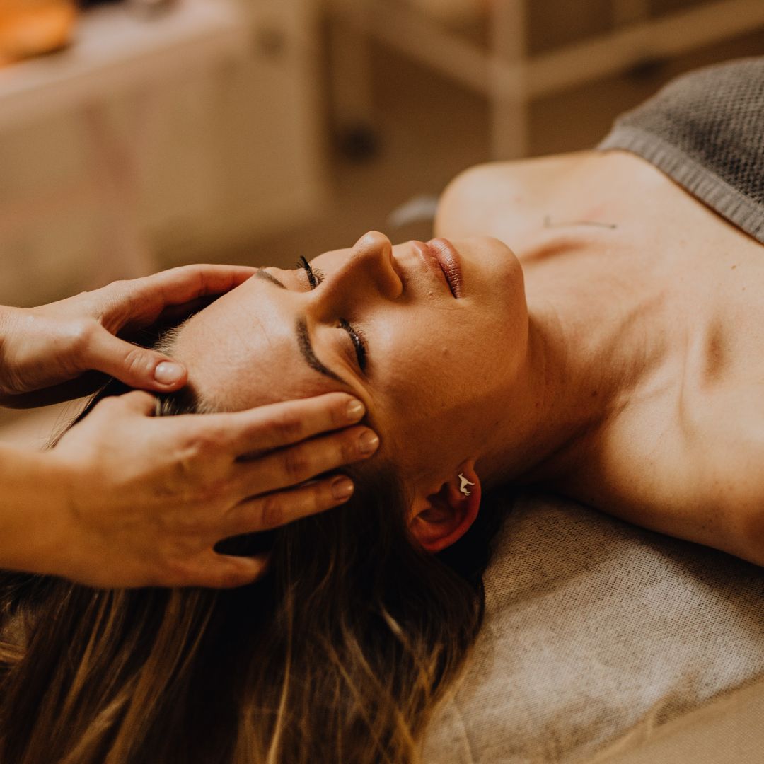 Woman getting a facial