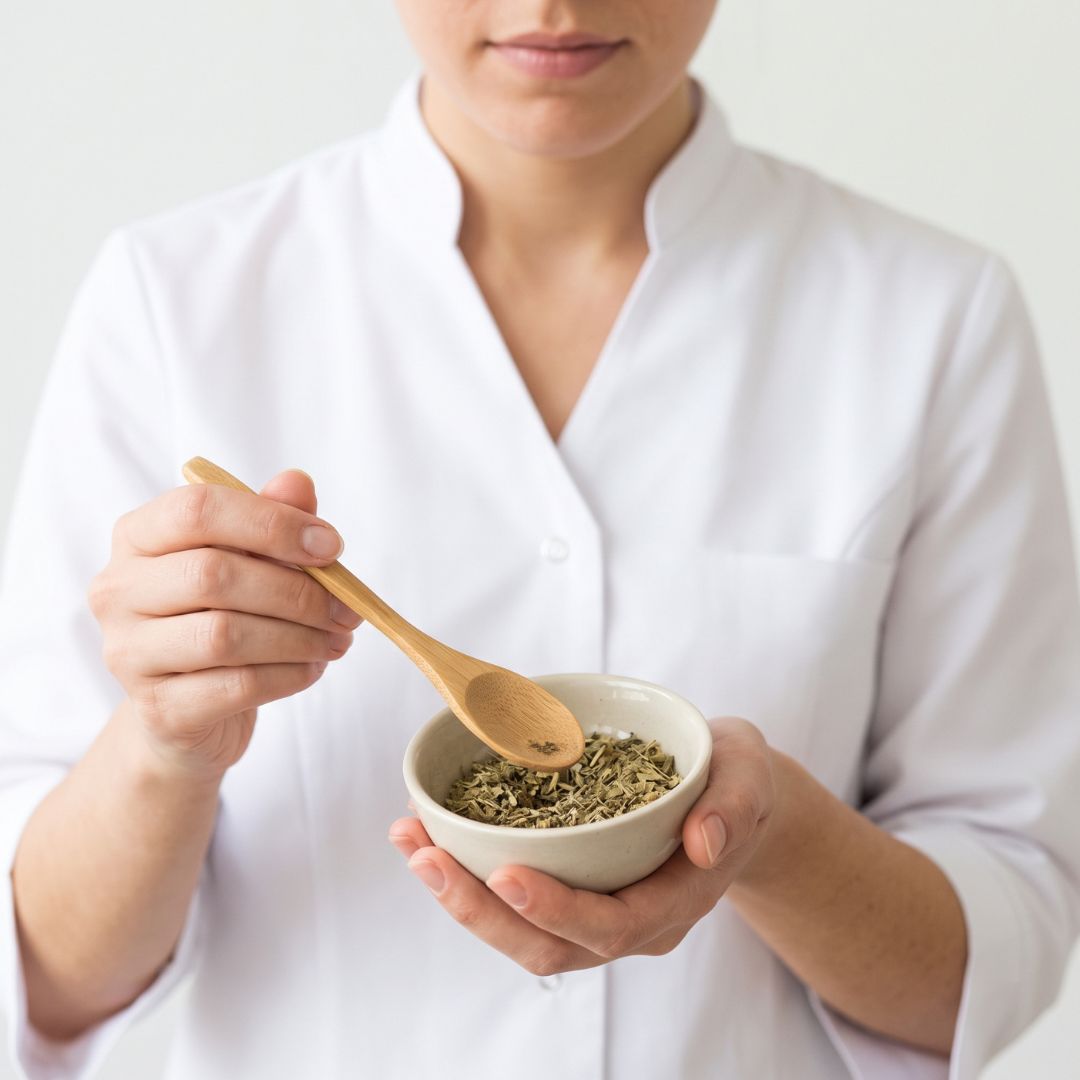Close-up of hands mixing a face mask using natural ingredients.
